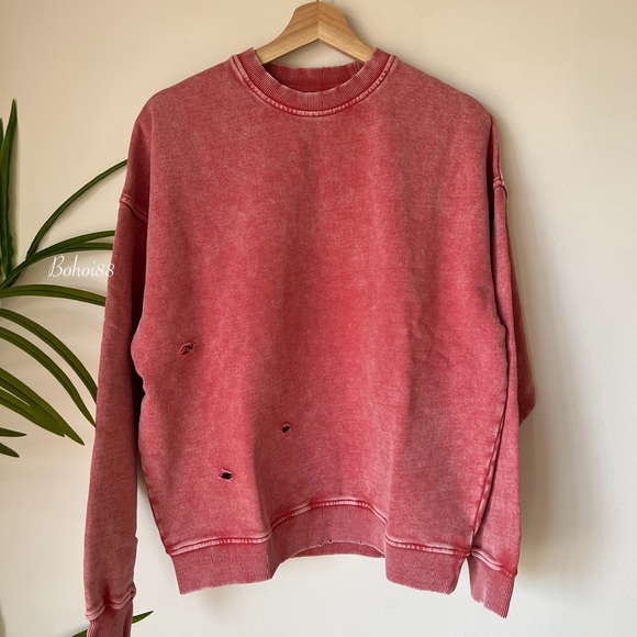 NEW Free People Falling Forward Snow Washed Destroyed Crew - Picture 7 of 12